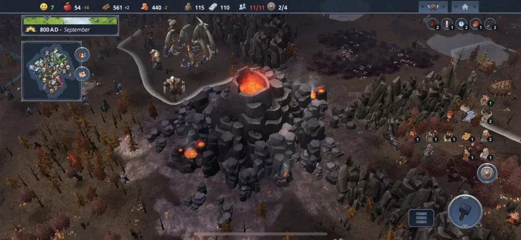 北境之地(Northgard):火山地区的领土与触控操作界面